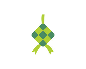 Ketupat icon. Ketupat asian traditional rice dumpling. Traditional food for Ramadan and eid Al-Fitr. Rice dish wrapped in woven boxes made of green palm leaves.