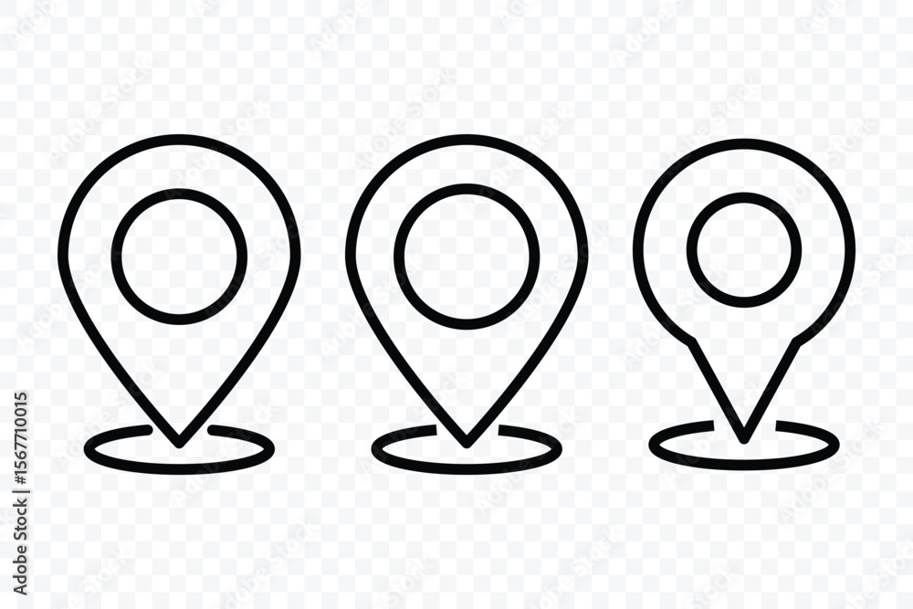 Poster location pin icons. map pointers. map markers. travel destination, address pin marker. navigation si