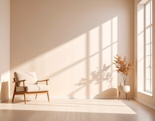 Generated image: Minimal interior with dancing artistic shadows and simple decor