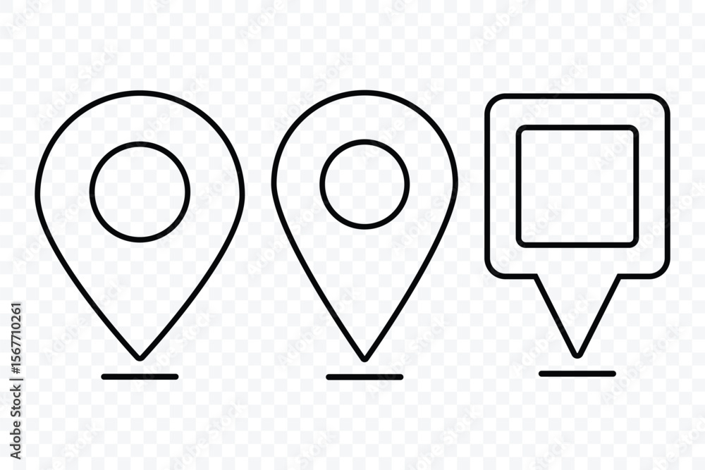 Poster location pin icon set. map navigation, gps pointer symbol. position symbol. place logo. geolocation 