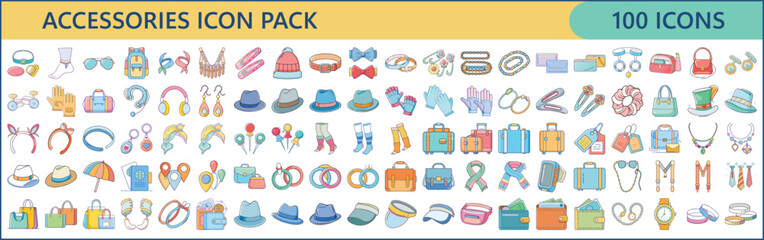 Fashion Accessories Icon Pack – 100 Stylish Flat Design Vector Icons