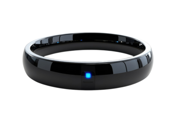 Sleek Black Smart Ring Technology Device Modern Wearable Tech Fitness Tracker Health on transparent background