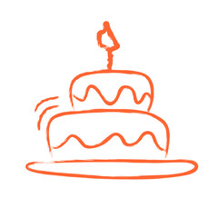 Simple Brushstroke Two Layer Cake with Candle Dessert Illustration