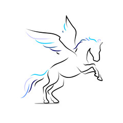 Majestic Pegasus Elegant Line Art of a Winged Horse