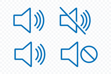 Speaker, Volume, and Mute Unmute Icons Collection. Sound volume and mute icon. Audio voices sound icon. Vector Illustration