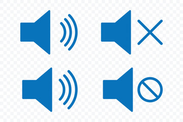 Speaker, Volume, and Mute Unmute Icons Collection. Sound volume and mute icon. Audio voices sound icon. Vector Illustration