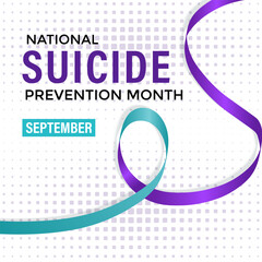 National Suicide Prevention Month vector banner and social media, background design template. This month reminds us of the importance of mental health , stress. Realistic ribbon.