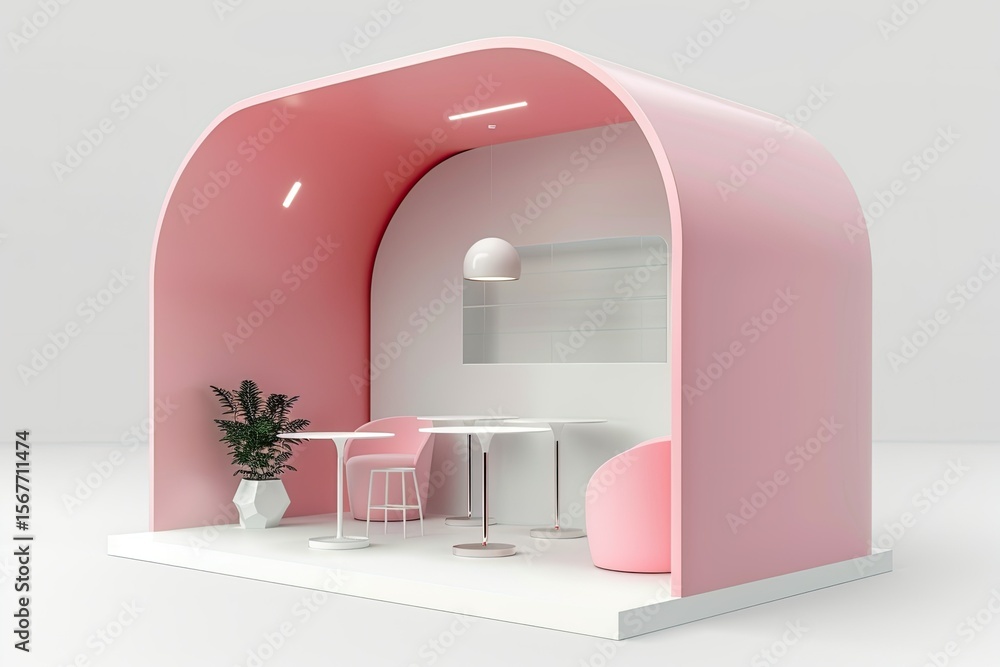Poster vibrant image of event booth isolated on white background 3d rendering illustration