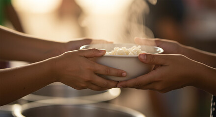 Sharing a Bowl of Steaming Hot Food