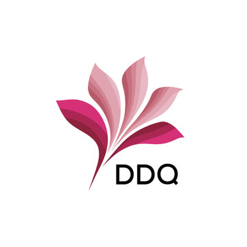 Abstract Pink Flower Petals Logo with Typography , DDQ Later Logo, Elegant Gradient Botanical Emblem with Text DDQ , Creative Nature-Inspired Logo Concept Isolated on White.
