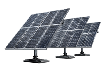 A set of six solar panels arranged in three groups, designed for harnessing solar energy and providing renewable power.