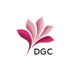 Abstract Pink Flower Petals Logo with Typography , DGC Later Logo, Elegant Gradient Botanical Emblem with Text DGC , Creative Nature-Inspired Logo Concept Isolated on White.
