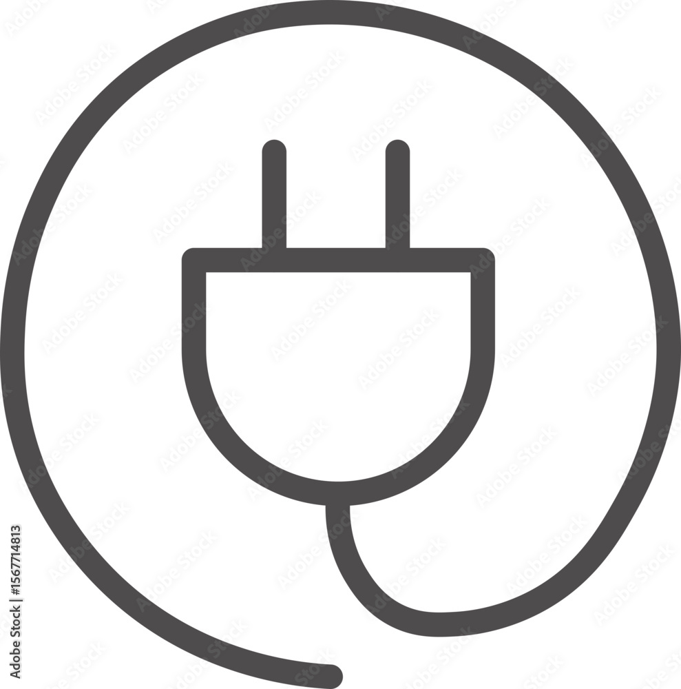 Aufkleber electric plug icon black outline simple design isolated on transparency background symbolizing energ