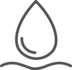 Water drop icon black outline simple design minimalistic style isolated on transparency background symbolizing purity freshness and hydration suitable for eco nature or liquid concepts
