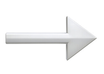   3d silver arrow isolated on white background PNG , AI GENERATED