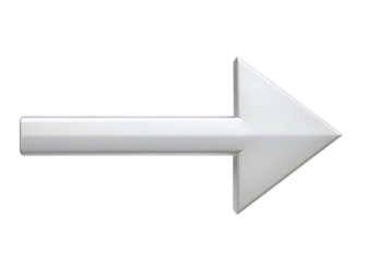   3d silver arrow isolated on white background PNG , AI GENERATED