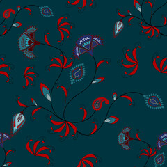 Floral pattern seamless ,flower branches seamless pattern , vector , illustration ,flowers pattern design Seamless flower pattern with colorful little flowers. Simple flat bright flowers background