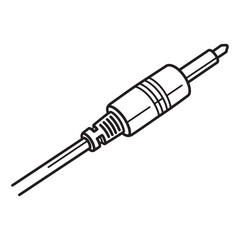 Fototapeta premium Isolated line art illustration of a simple audio stereo jack connector for design elements