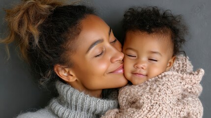 African American mother shares a tender moment with her baby while wrapped in cozy blankets indoors