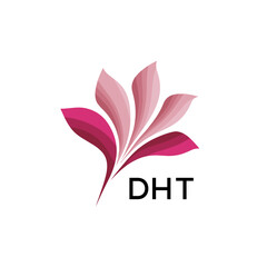 Abstract Pink Flower Petals Logo with Typography , DHT Later Logo, Elegant Gradient Botanical Emblem with Text DHT , Creative Nature-Inspired Logo Concept Isolated on White.
