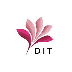 Abstract Pink Flower Petals Logo with Typography , DIT Later Logo, Elegant Gradient Botanical Emblem with Text DIT , Creative Nature-Inspired Logo Concept Isolated on White.
