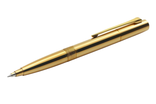 Elegant Writing Tool Fine Art Golden Pen Artistic Stationery Illustration Design Isolated on transparent background