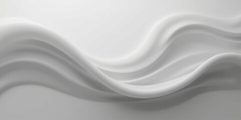 Abstract white background with a flowing design of soft silk waves and smooth, light curves, creating a serene and elegant textile pattern