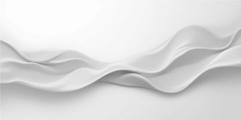 White silk and satin abstract background with smooth flowing waves and delicate fabric texture in soft white and gray tones