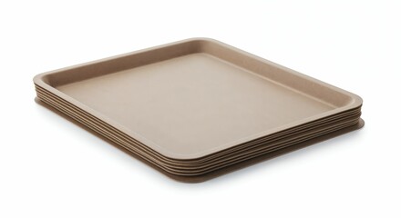 Folded tray liner isolated on white background, front view, high clarity on layers and edges