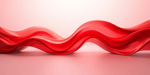 Red abstract background with swirling light waves and a modern curve design