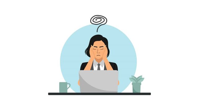 burnout worker video animation tired worker concept