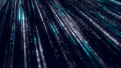 Digital blue matrix. Futuristic dots background. Cyber texture with particles different size. Technology illustration. 3d rendering