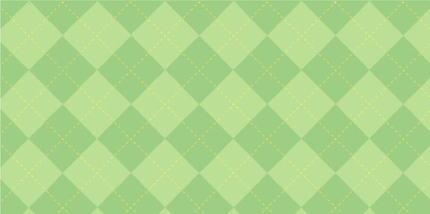 Seamless green geometric plaid pattern fabric with a vintage checkered textile design