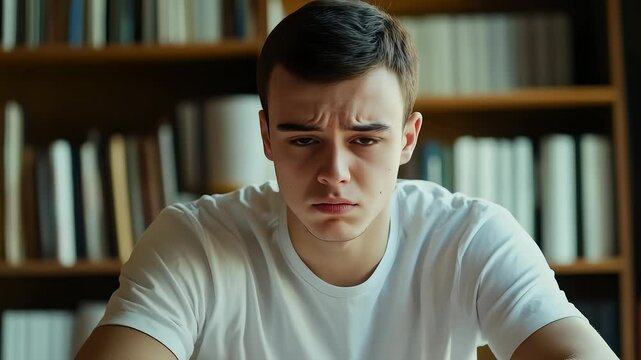 Young Man Faces Challenges, Concentrating