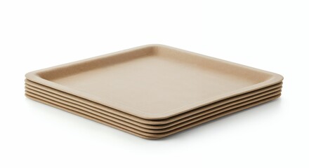 Folded tray liner isolated on white background, front view, high clarity on layers and edges