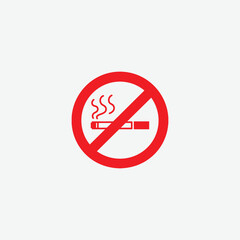 Vector of a no smoking sign featuring a cigarette with smoke, enclosed in a prohibition symbol. Ideal for health, safety, and anti-smoking campaigns.