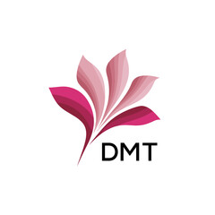 Abstract Pink Flower Petals Logo with Typography , DMT Later Logo, Elegant Gradient Botanical Emblem with Text DMT , Creative Nature-Inspired Logo Concept Isolated on White.

