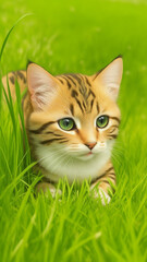 cat on green grass