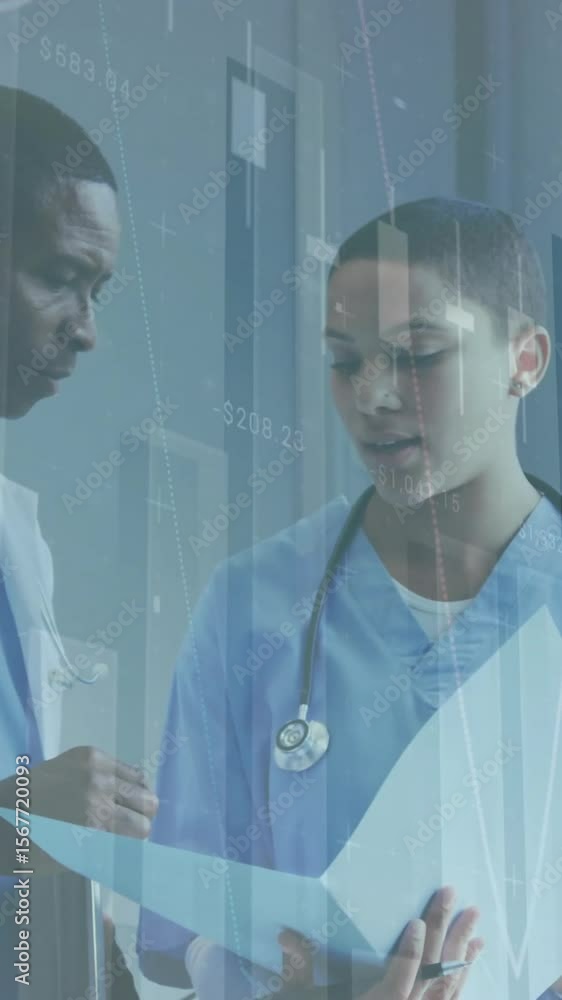 Poster animation of data processing over diverse doctors
