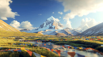 The Mount Kailash and lake at front in Taqin County, Ali Prefecture, Tibet, China travel destination