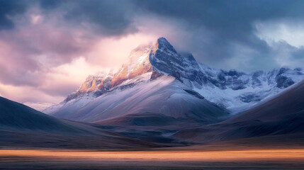 Landscape of Sacred Mount Kailash in Tibet. Mystery Himalayan snow mountains