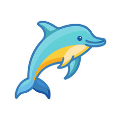 Fototapeta premium Colored vector icon of a dolphin, symbolizing marine life, sea creatures, and underwater world. Clean design on a transparent background