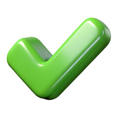 Colorful Green Checkmark Icon 3D Design on Transparent Background