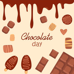 vector sweet chocolate set illustration
