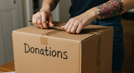 Person opening a donations box