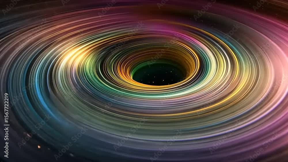 Poster colorful swirling vortex with vibrant hues creating a mesmerizing visual effect in a cosmic backdrop