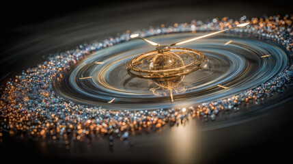 Time manipulation in a cosmic clock surreal universe digital art dark environment close-up perspective conceptual design