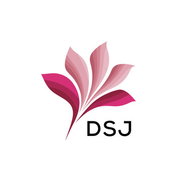 DSJ Creative Minimal Nature Logo, DSJ Later Logo, Modern Pink Leaf Logo Vector, Elegant Floral Abstract Logo Design. 
