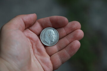 Antique silver coin one rupee of India