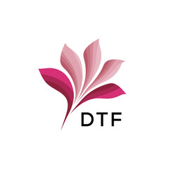 DTF Modern Floral Abstract Logo Design, DTF Later Logo, Elegant Pink Petal Logo Vector, Creative Botanical Brand Identity. 
